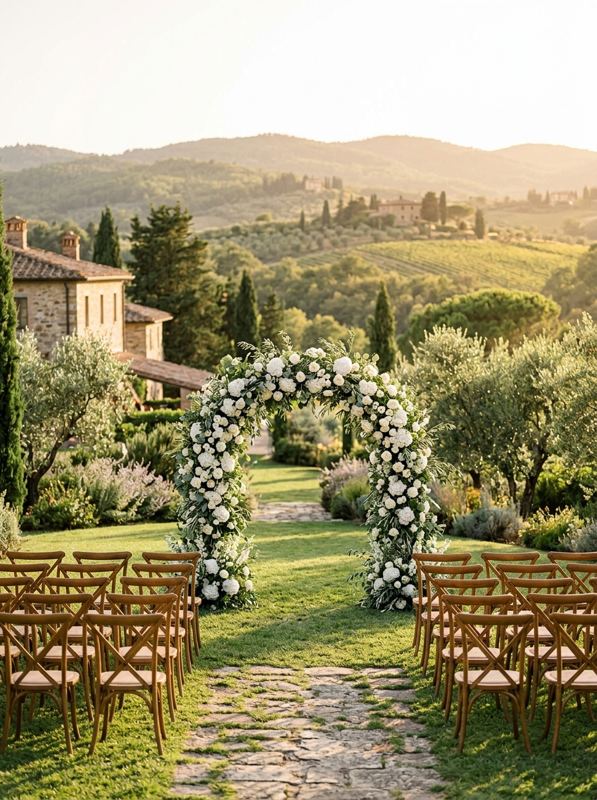 Cerimonia sotto l'arco nel parco